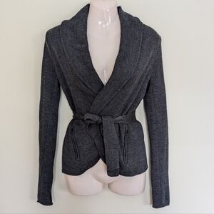 Bcbgmaxazria 100% Merino wool knit cardigan sweater xs grey